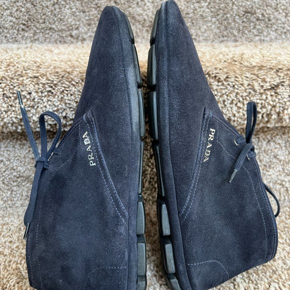 Prada Women's Navy Suede Ankle Booties - Picture 9 of 14